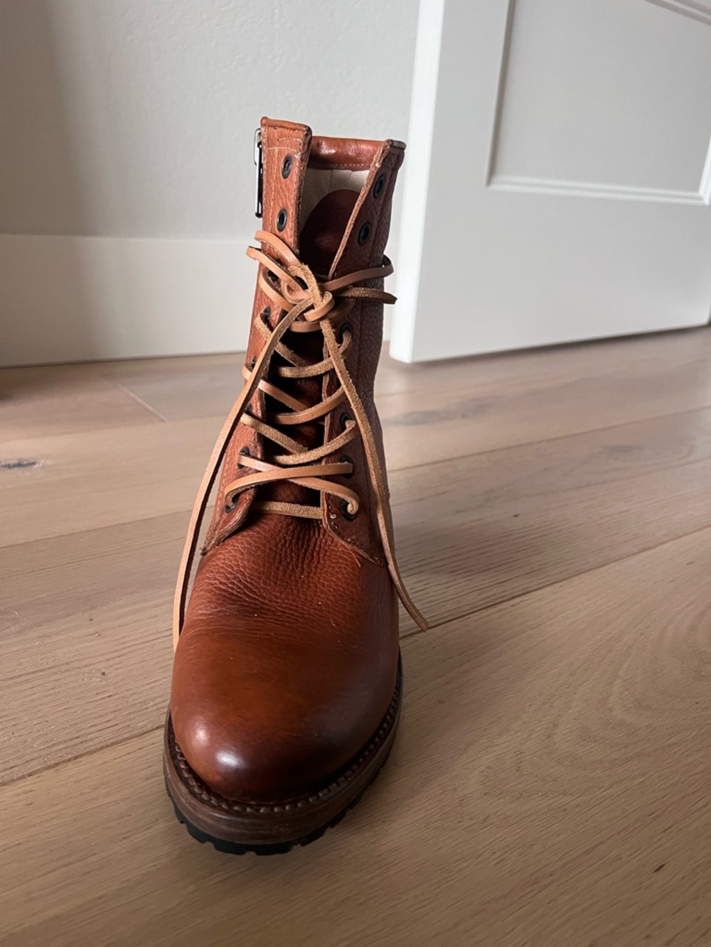 Freebird by Steven Cavalier Lace-Up Leather Ankle Boots in Cognac -Worn Once - Picture 3 of 7